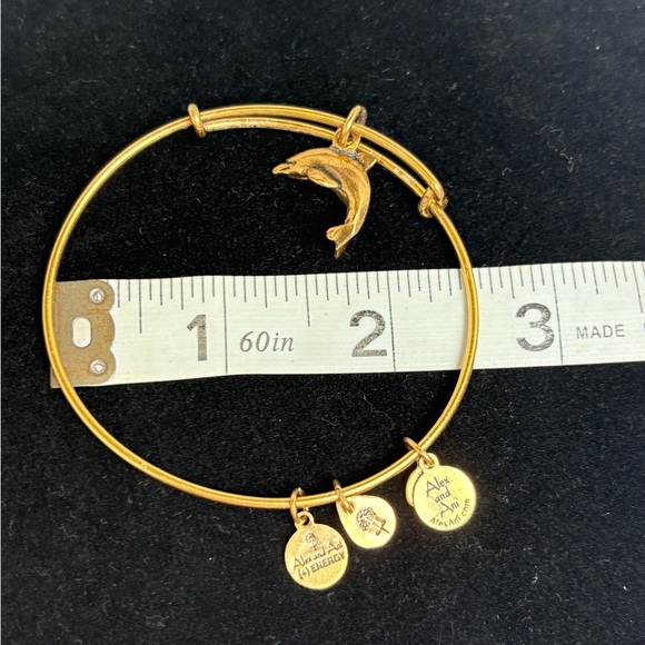 Gold Tone Alex and Ani Dolphin Charm Bangle Bracelet - Picture 5 of 5